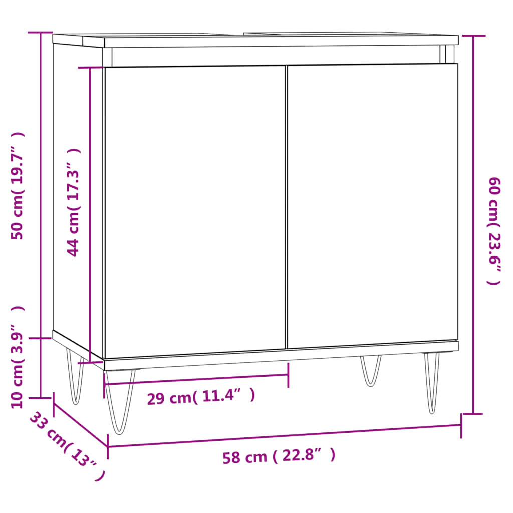 Bathroom Cabinet Sonoma Oak 58x33x60 cm Engineered Wood