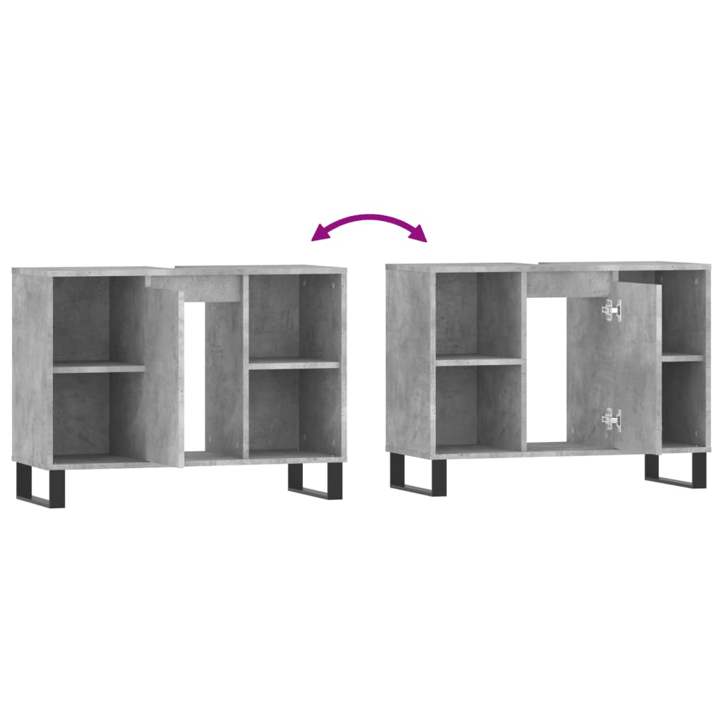Bathroom Cabinet Concrete Grey 80x33x60 cm Engineered Wood