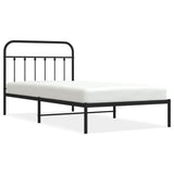 Metal Bed Frame without Mattress with Headboard Black 107x203cm