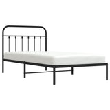 Metal Bed Frame without Mattress with Headboard Black 107x203cm