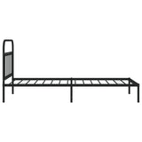 Metal Bed Frame without Mattress with Headboard Black 107x203cm