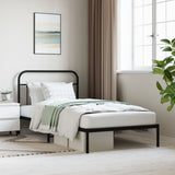 Metal Bed Frame without Mattress with Headboard Black 107x203cm