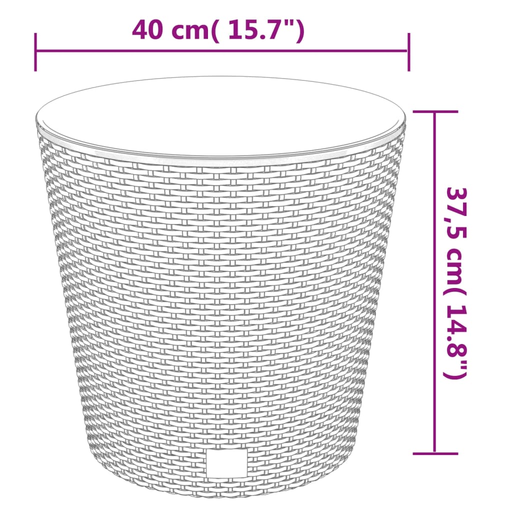 Planter with Removable Inner Anthracite 35 / 37.5 L PP Rattan