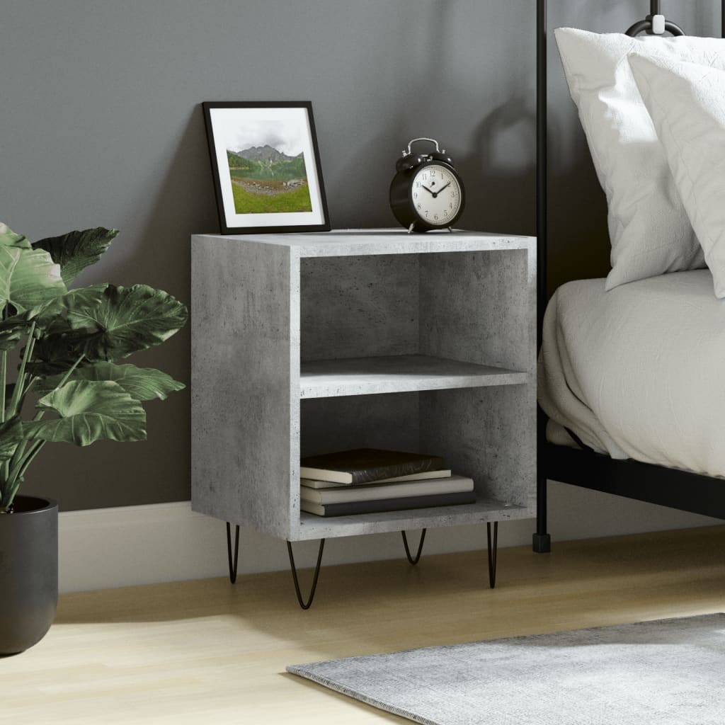 Bedside Cabinet Concrete Grey 40x30x50 cm Engineered Wood