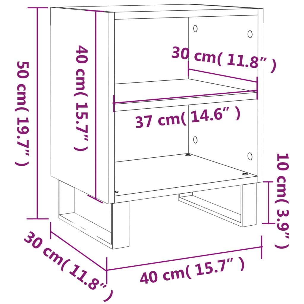 Bedside Cabinets 2 pcs Sonoma Oak 40x30x50 cm Engineered Wood