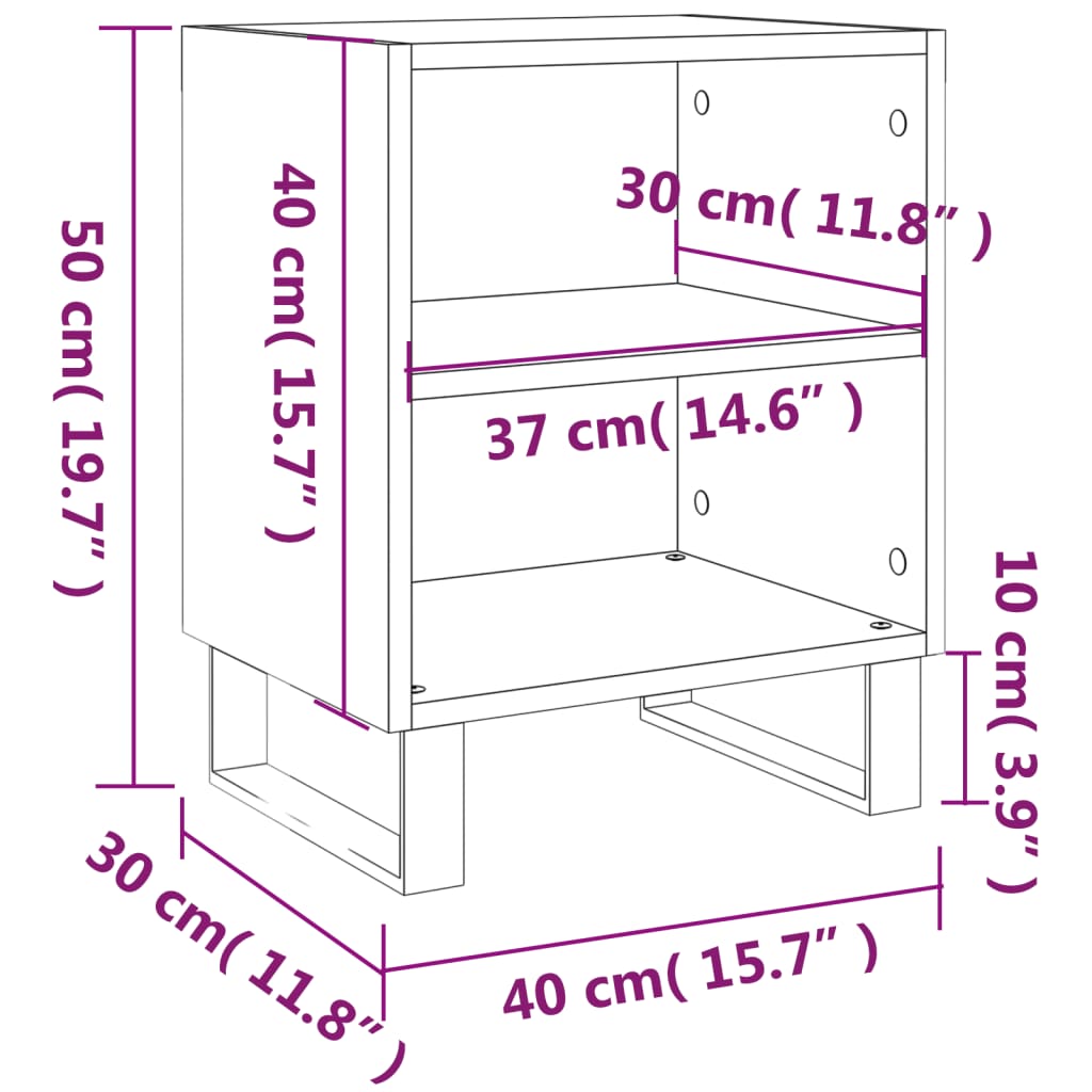 Bedside Cabinets 2 pcs Brown Oak 40x30x50 cm Engineered Wood