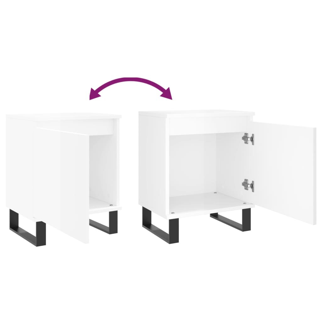 Bedside Cabinets 2 pcs High Gloss White 40x30x50 cm Engineered Wood