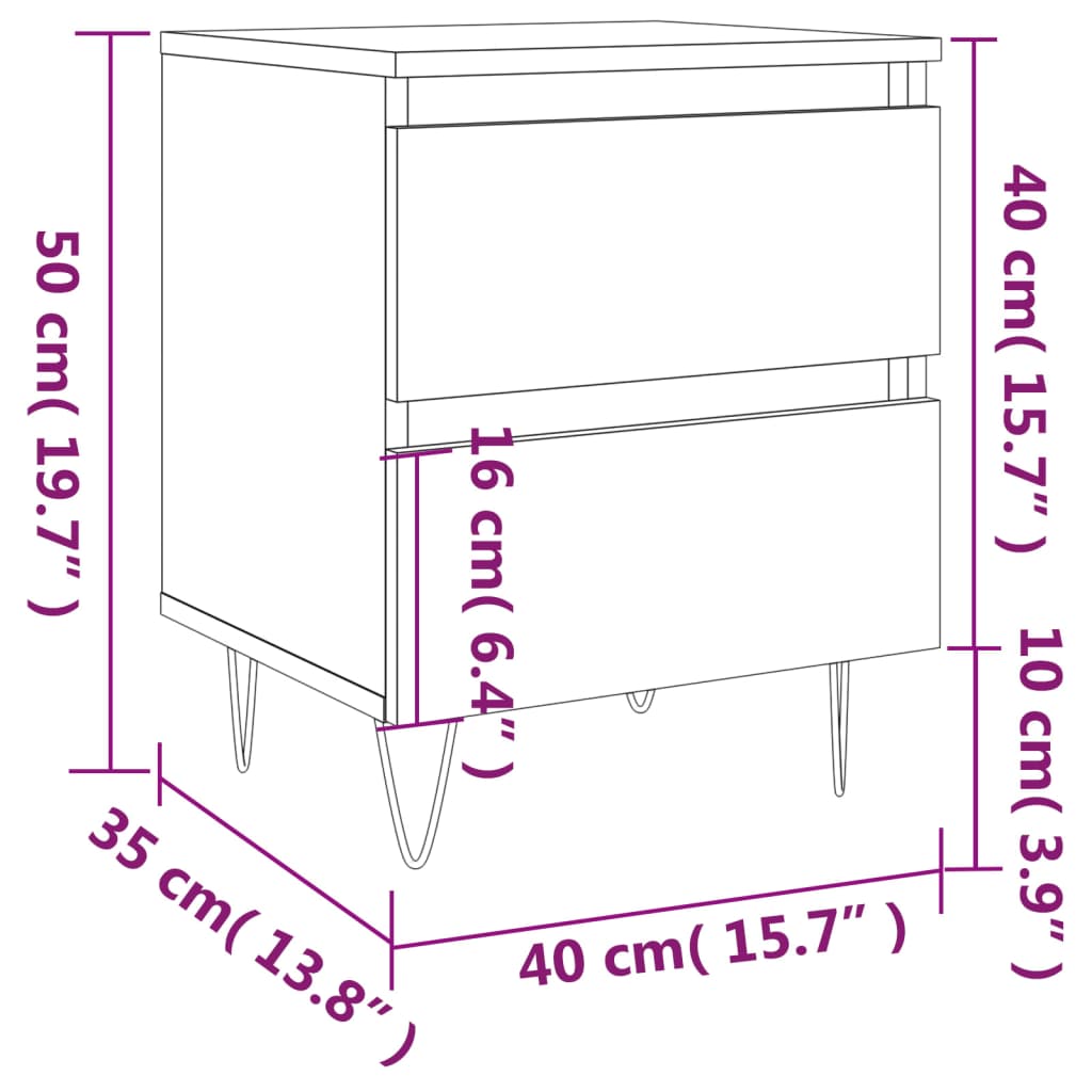 Bedside Cabinet Smoked Oak 40x35x50 cm Engineered Wood