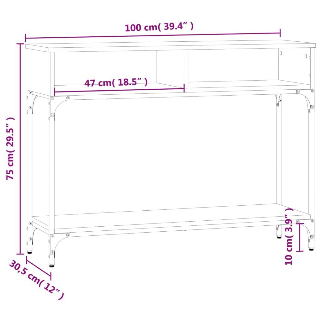 Console Table Smoked Oak 100x30.5x75 cm Engineered Wood