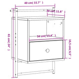 Bedside Cabinet Wall-mounted Grey Sonoma 40x30x61 cm Engineered Wood