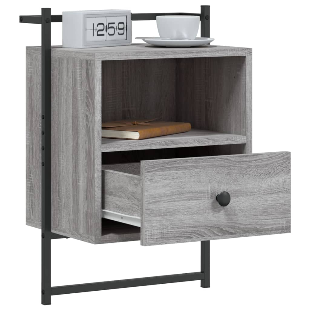Bedside Cabinets Wall-mounted 2 pcs Grey Sonoma 40x30x61 cm Engineered Wood