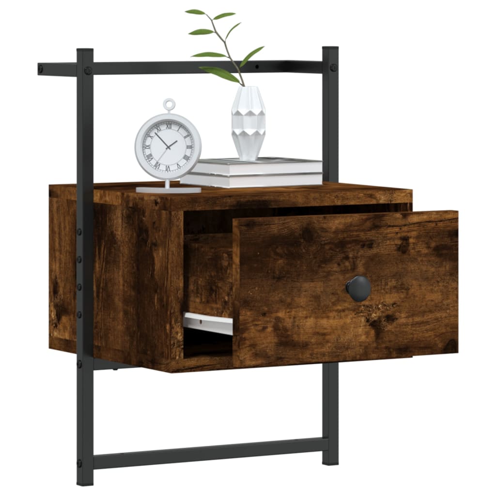 Bedside Cabinets Wall-mounted 2 pcs Smoked Oak 35x30x51 cm Engineered Wood