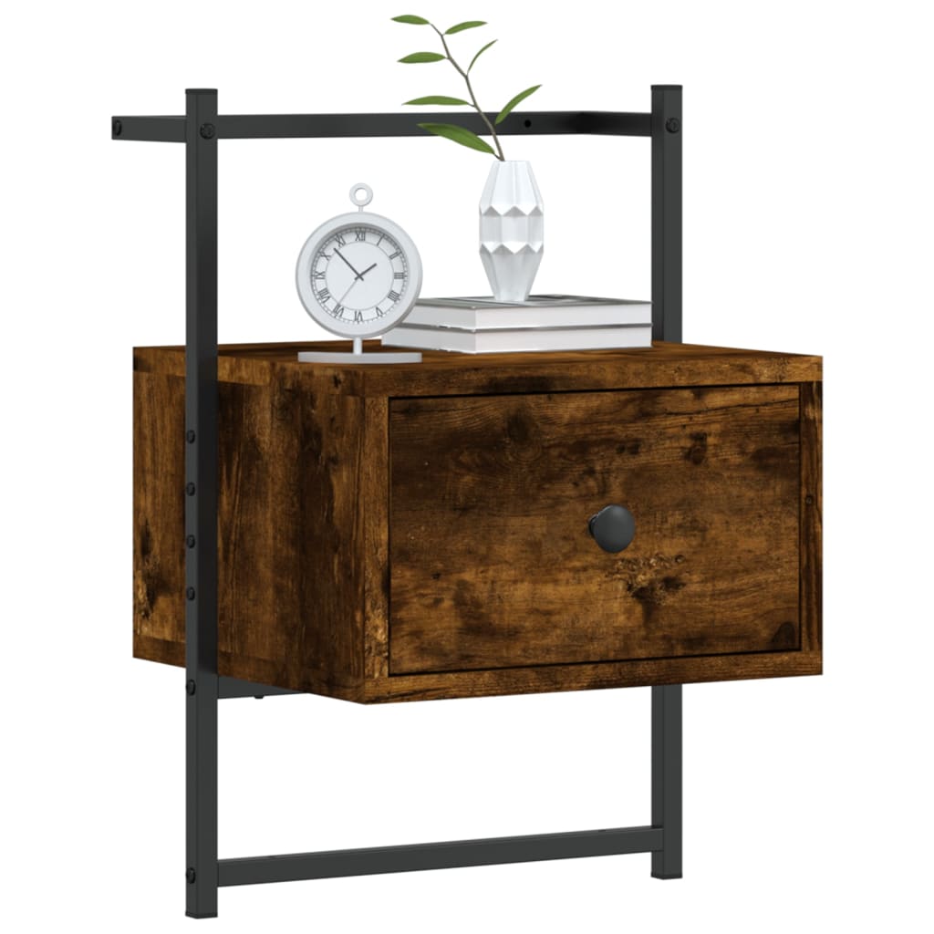 Bedside Cabinets Wall-mounted 2 pcs Smoked Oak 35x30x51 cm Engineered Wood