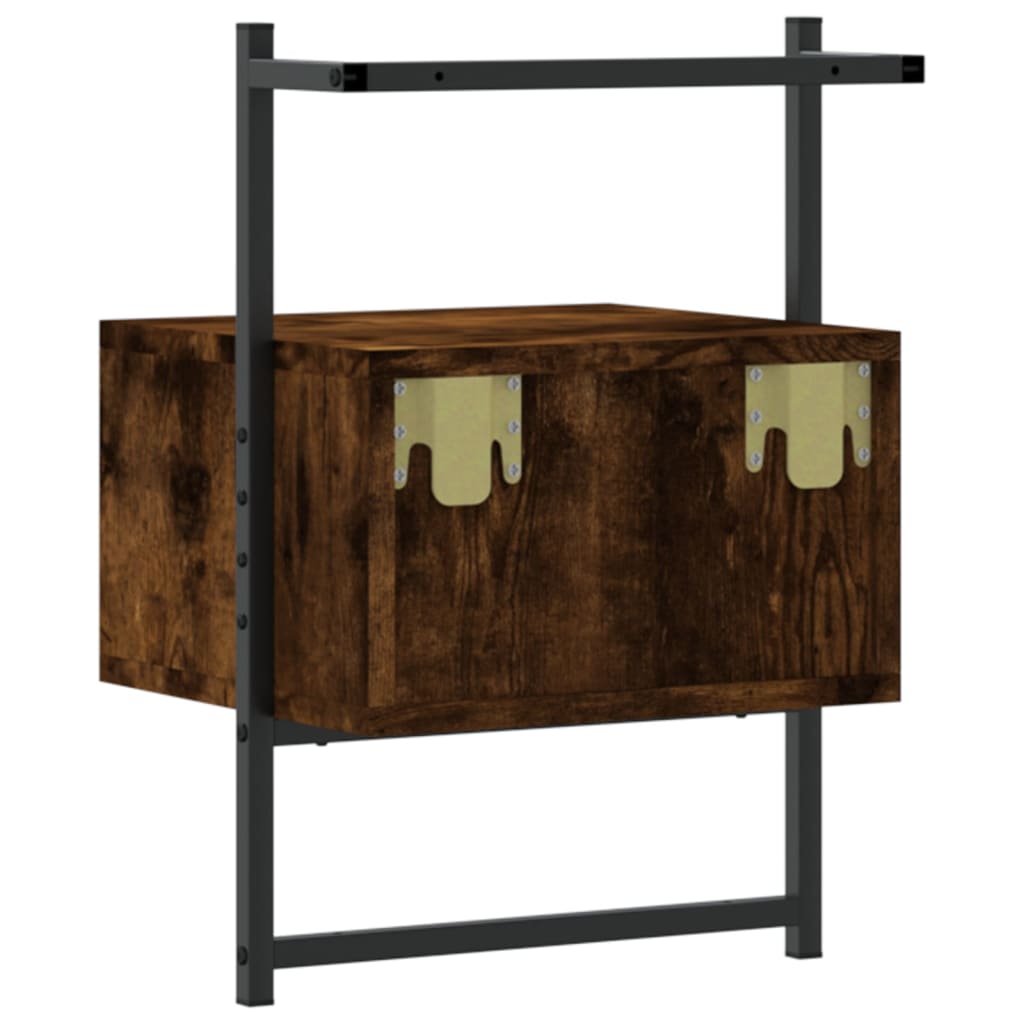 Bedside Cabinets Wall-mounted 2 pcs Smoked Oak 35x30x51 cm Engineered Wood