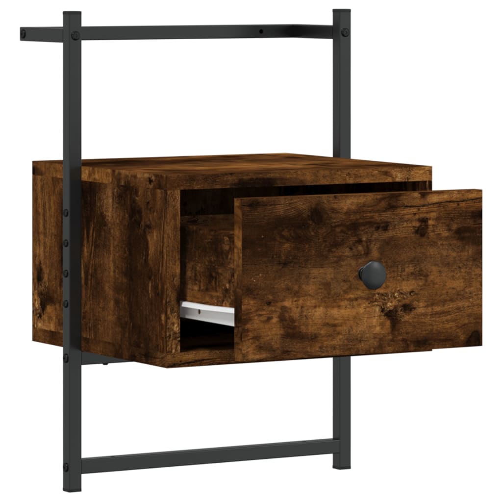 Bedside Cabinets Wall-mounted 2 pcs Smoked Oak 35x30x51 cm Engineered Wood