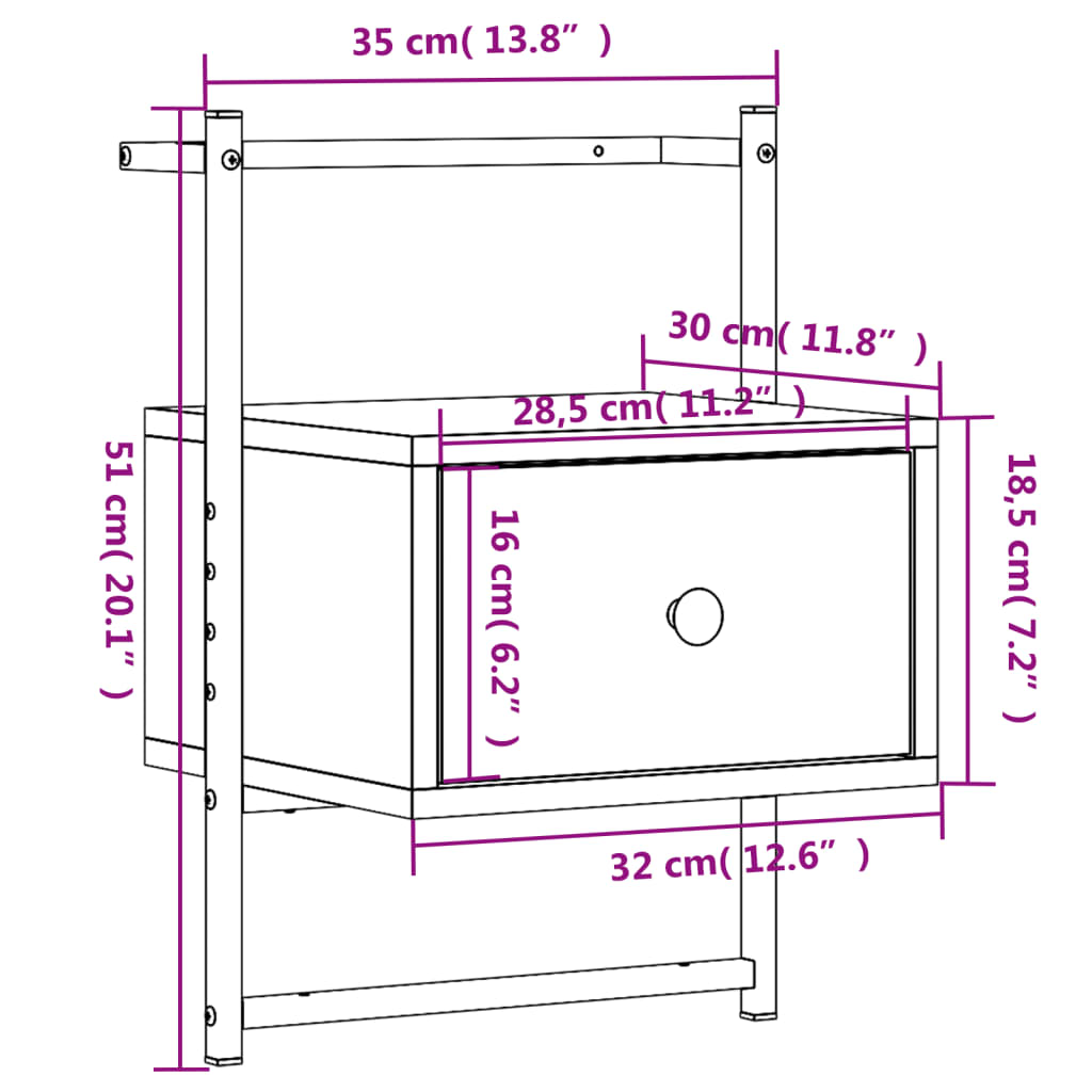 Bedside Cabinets Wall-mounted 2 pcs Smoked Oak 35x30x51 cm Engineered Wood