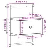 Bedside Cabinet Wall-mounted Grey Sonoma 35x30x51 cm Engineered Wood