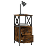 Bedside Cabinet Smoked Oak 34x35.5x70 cm Engineered Wood