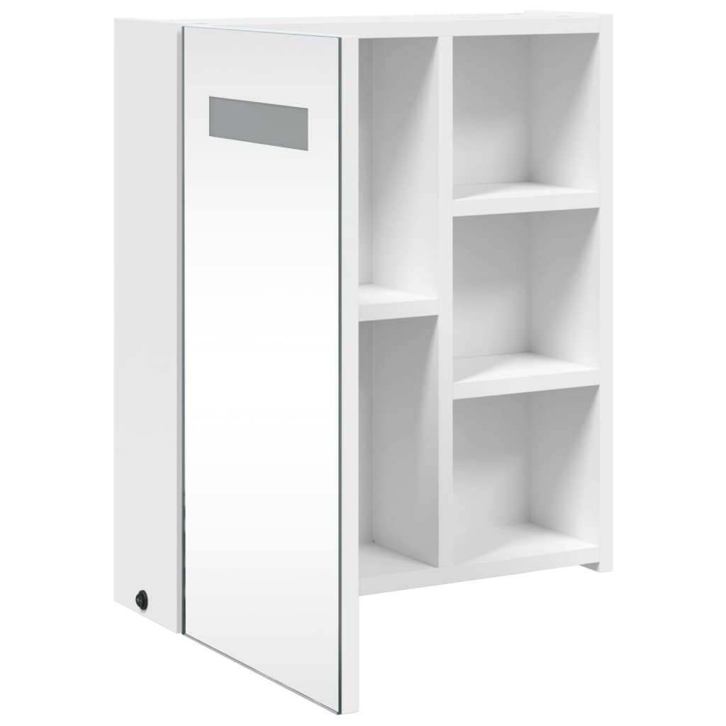 Bathroom Mirror Cabinet with LED Light White 45x13x52 cm