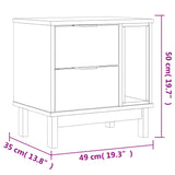 Bedside Cabinet "FLAM" 49x35x50 cm Solid Wood Pine