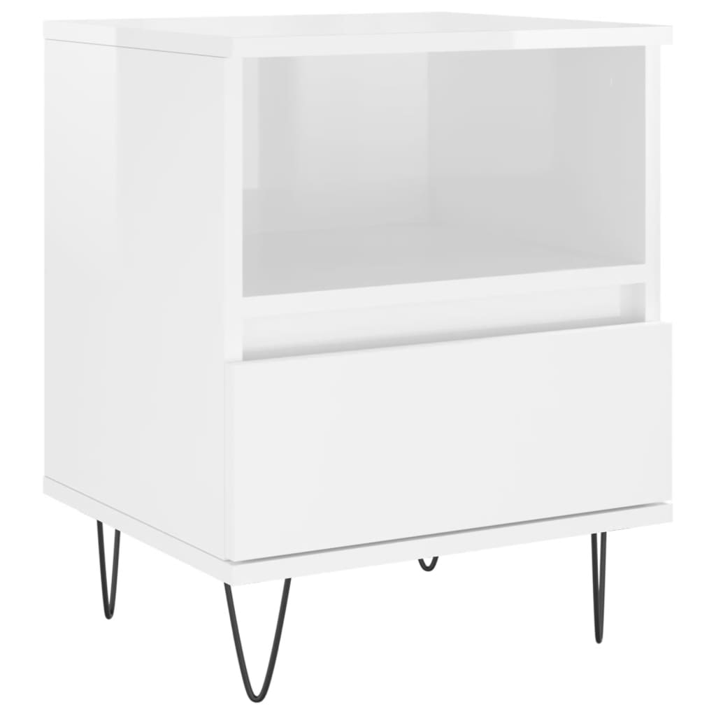 Bedside Cabinets 2 pcs High Gloss White 40x35x50 cm Engineered Wood
