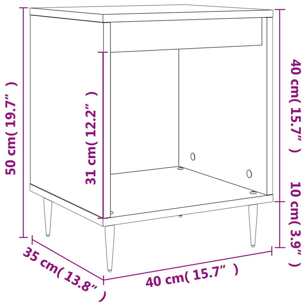 Bedside Cabinets 2 pcs White 40x35x50 cm Engineered Wood