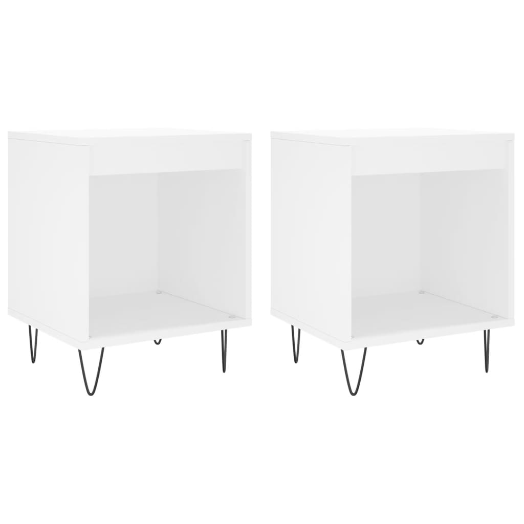 Bedside Cabinets 2 pcs White 40x35x50 cm Engineered Wood