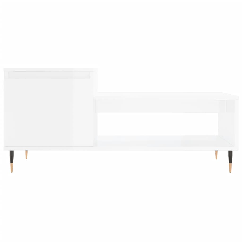 Coffee Table High Gloss White 100x50x45 cm Engineered Wood