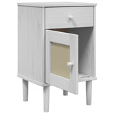 Bedside Cabinet SENJA Rattan Look White 40x35x65 cm Solid Wood Pine