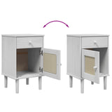 Bedside Cabinet SENJA Rattan Look White 40x35x65 cm Solid Wood Pine