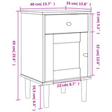Bedside Cabinet SENJA Rattan Look White 40x35x65 cm Solid Wood Pine