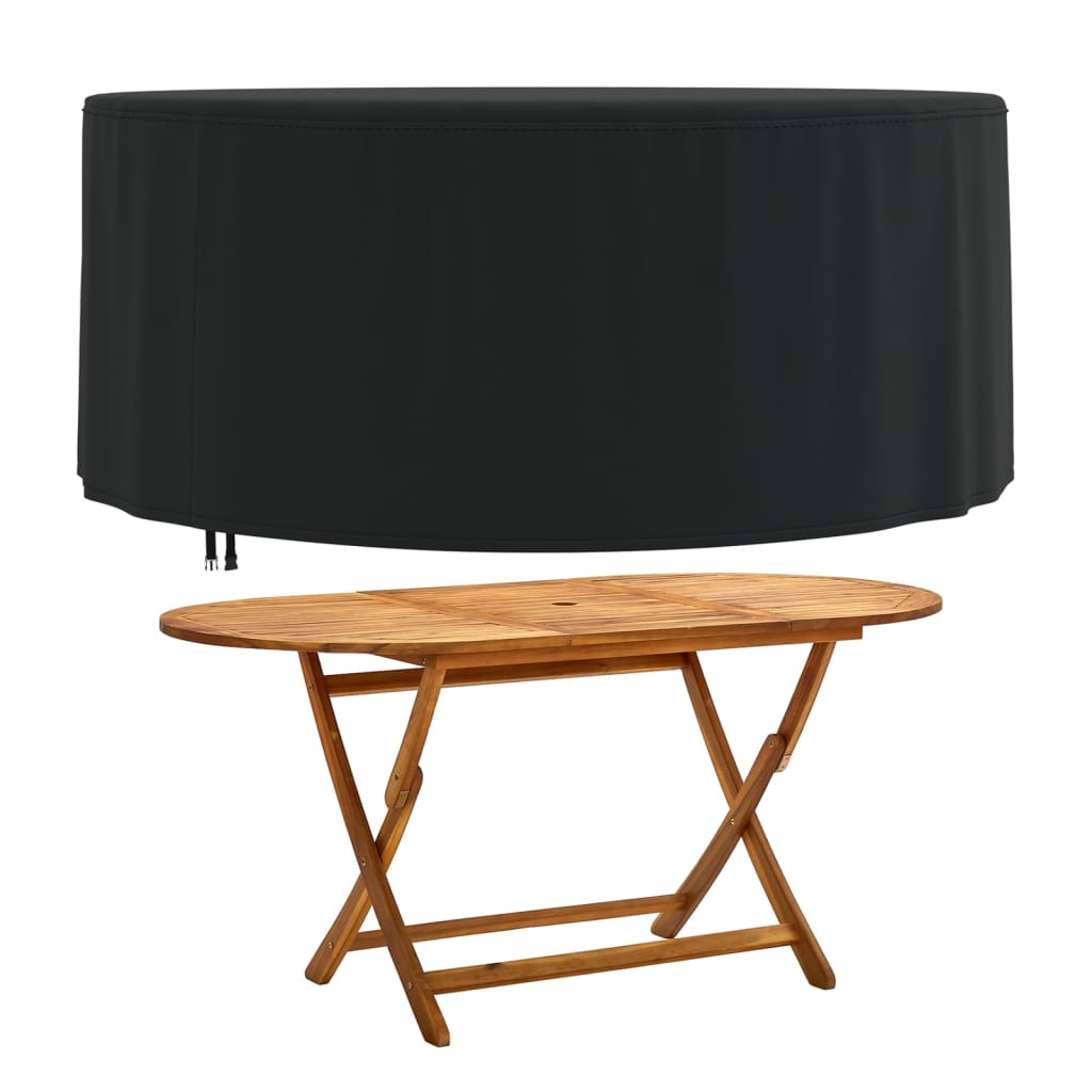 Garden Furniture Cover Round Black Ø 182x71 cm 420D Oxford