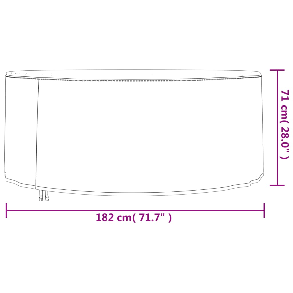 Garden Furniture Cover Round Black Ø 182x71 cm 420D Oxford