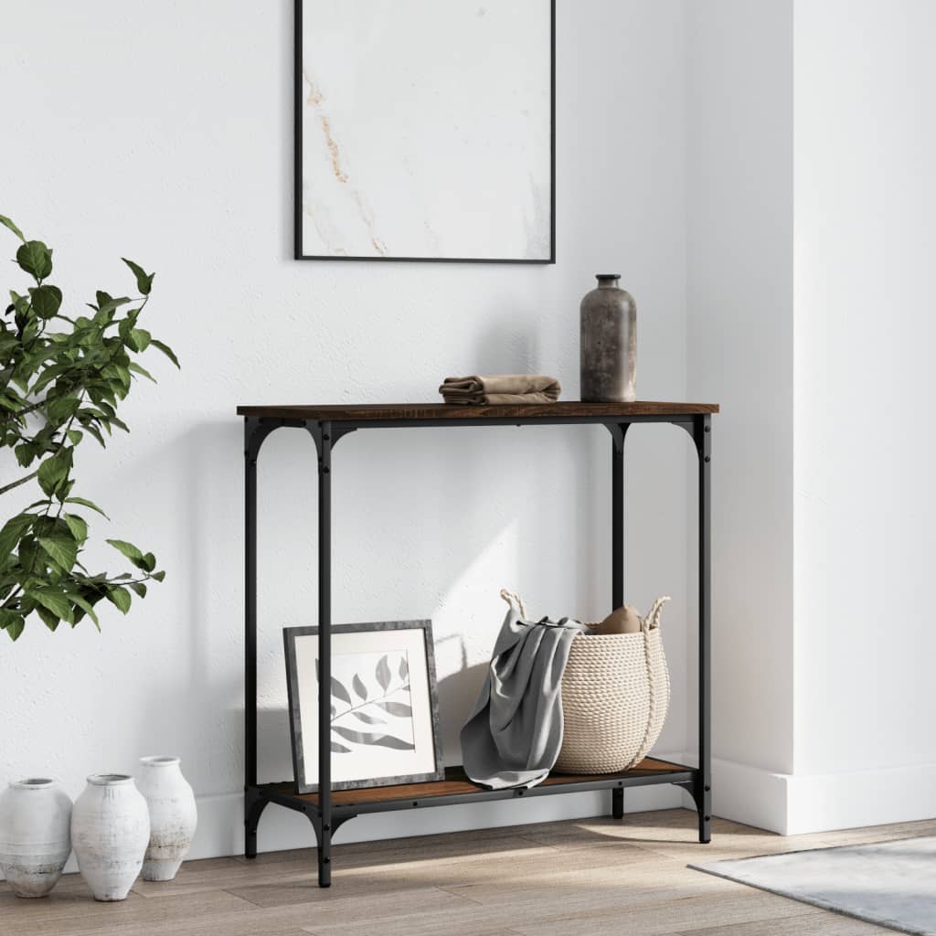 Console Table Brown Oak 75x30.5x75 cm Engineered Wood