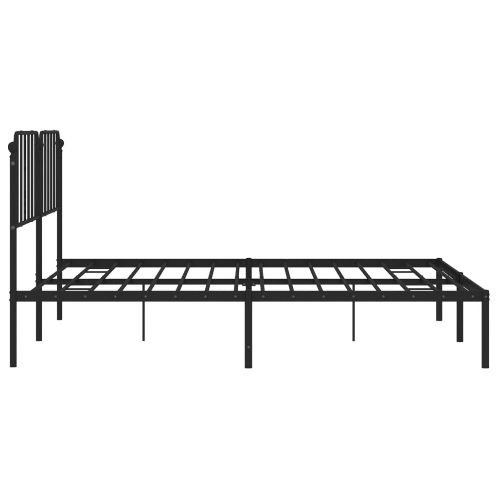 Metal Bed Frame without Mattress with Headboard Black 200x200cm