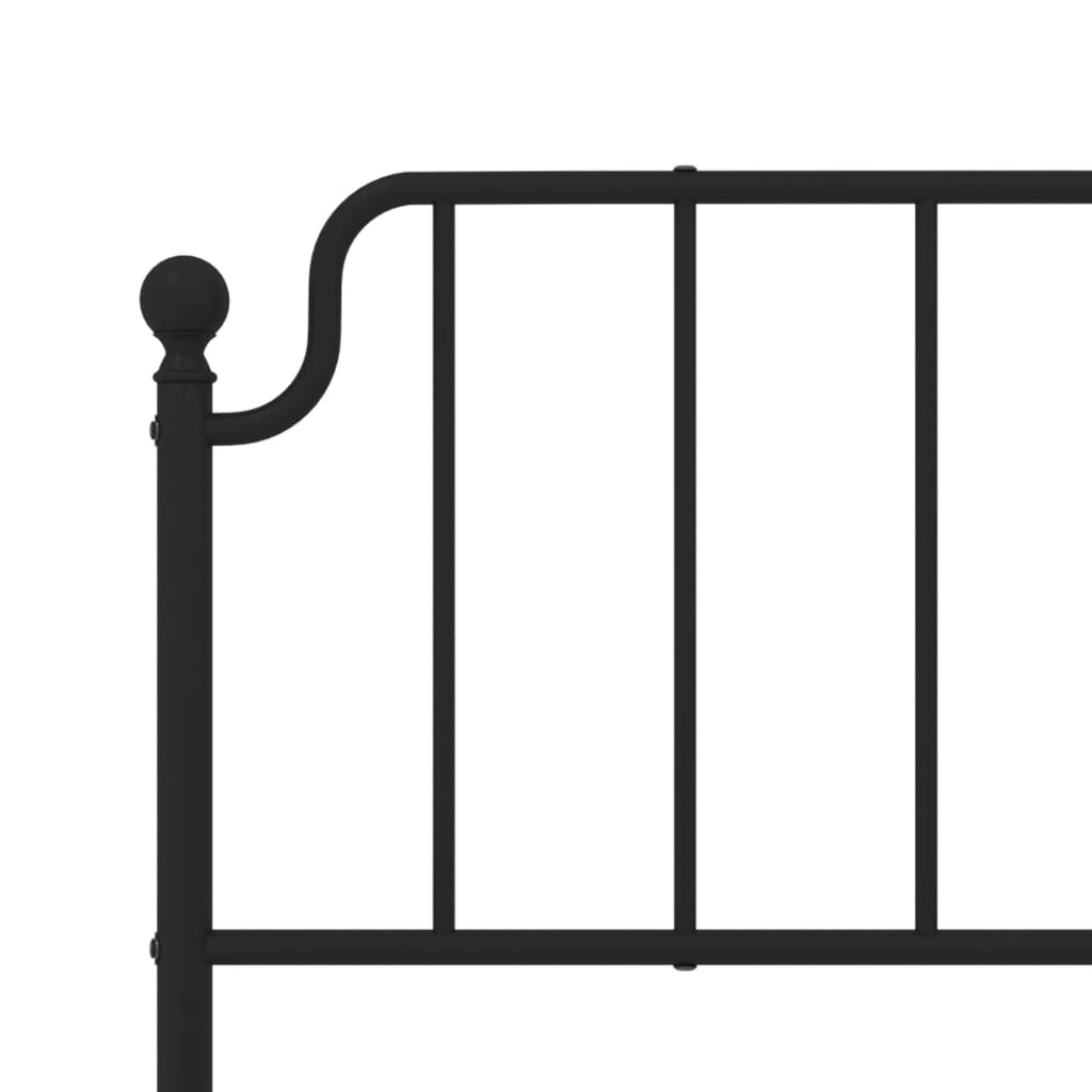 Metal Bed Frame without Mattress with Headboard Black 200x200cm