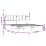 Metal Bed Frame without Mattress with Headboard Black 200x200cm