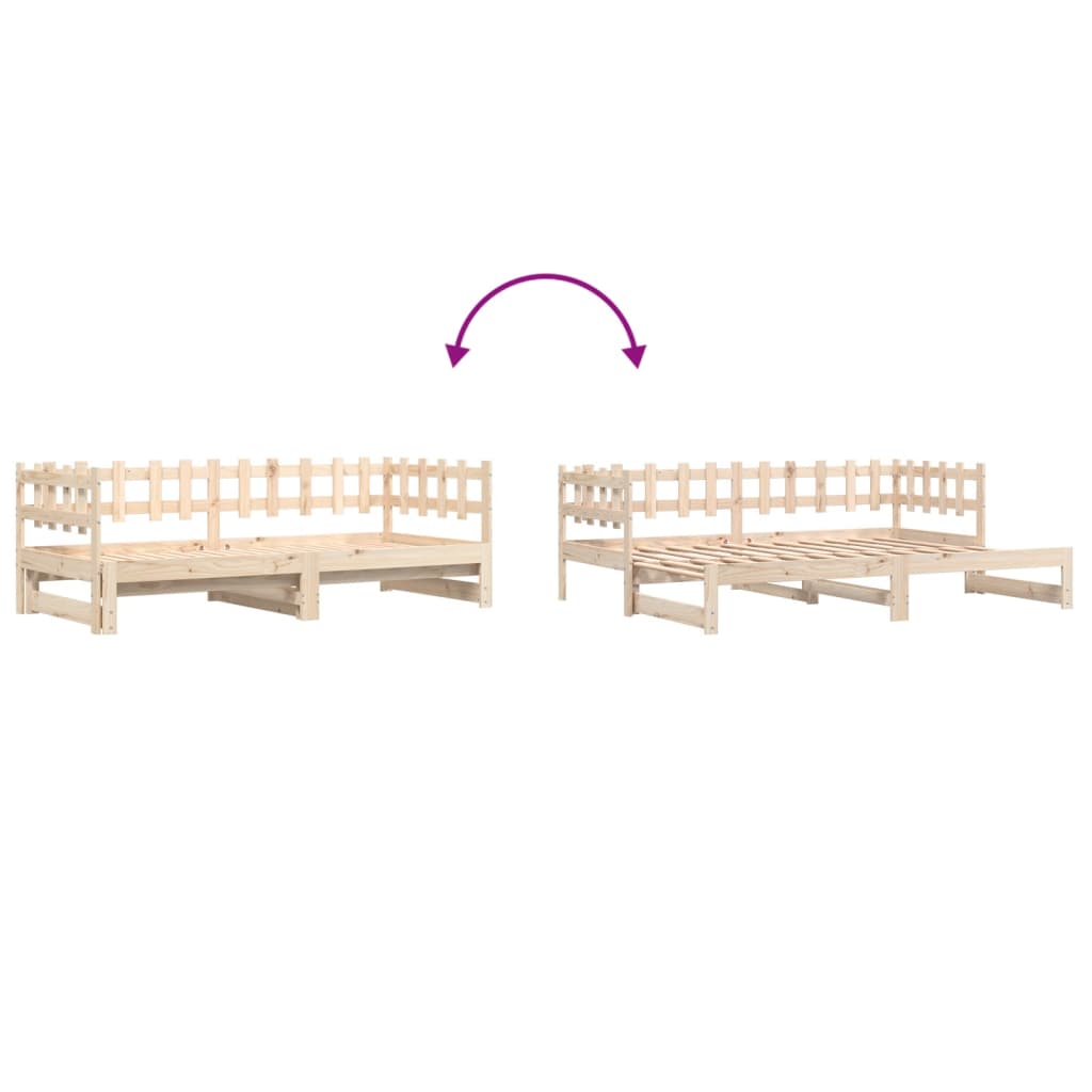 Pull-out Day Bed without Mattress  2x(90x190) cm Solid Wood