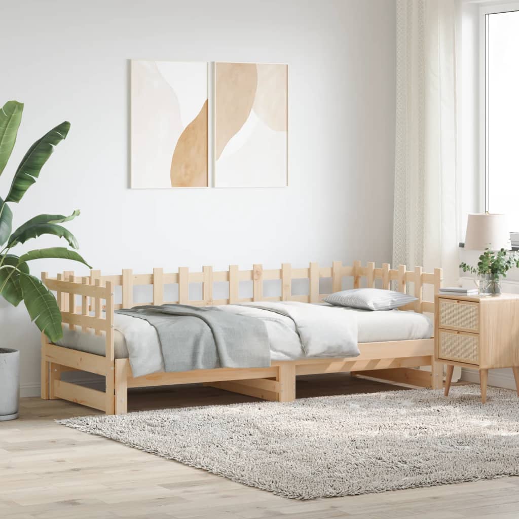 Pull-out Day Bed without Mattress  2x(90x190) cm Solid Wood