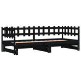 Pull-out Day Bed without Mattress Black 2x(90x190) cm Solid Wood