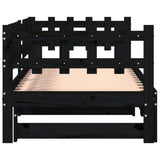 Pull-out Day Bed without Mattress Black 2x(90x190) cm Solid Wood