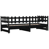 Pull-out Day Bed without Mattress Black 2x(90x190) cm Solid Wood