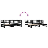 Pull-out Day Bed without Mattress Black 2x(90x190) cm Solid Wood