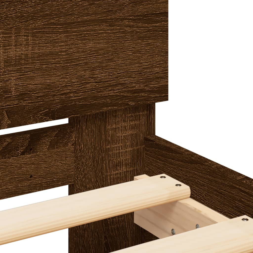 Bed Frame with Headboard Brown Oak 120x200 cm