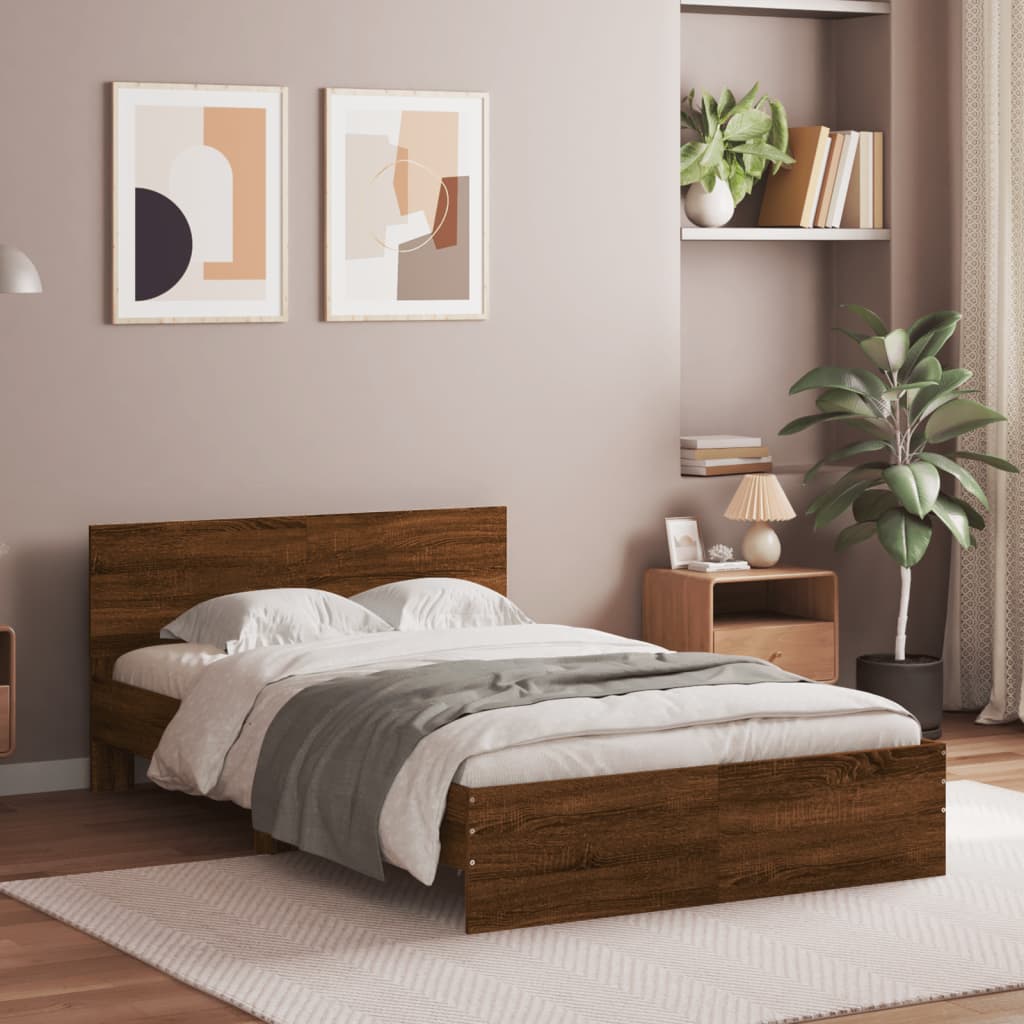 Bed Frame with Headboard Brown Oak 120x200 cm