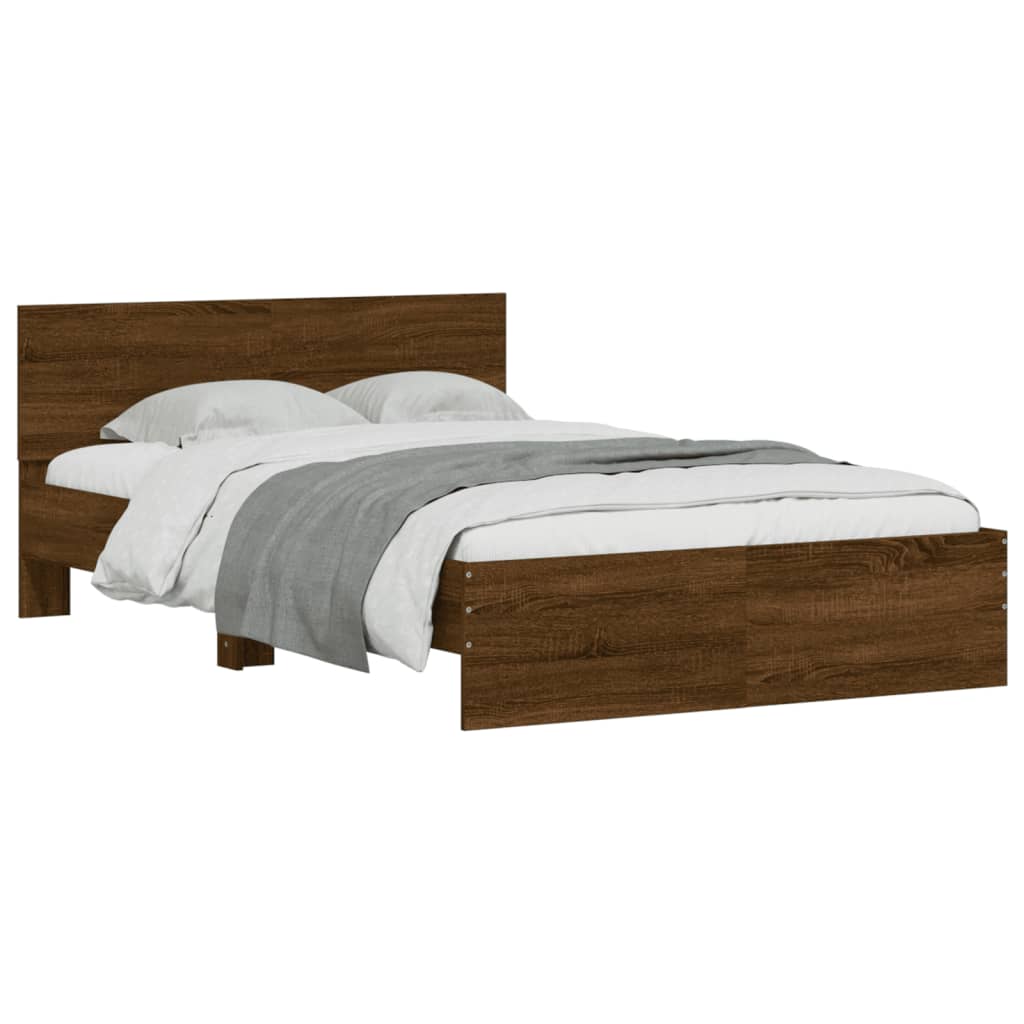 Bed Frame with Headboard Brown Oak 135x190 cm Double