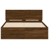 Bed Frame with Headboard Brown Oak 135x190 cm Double