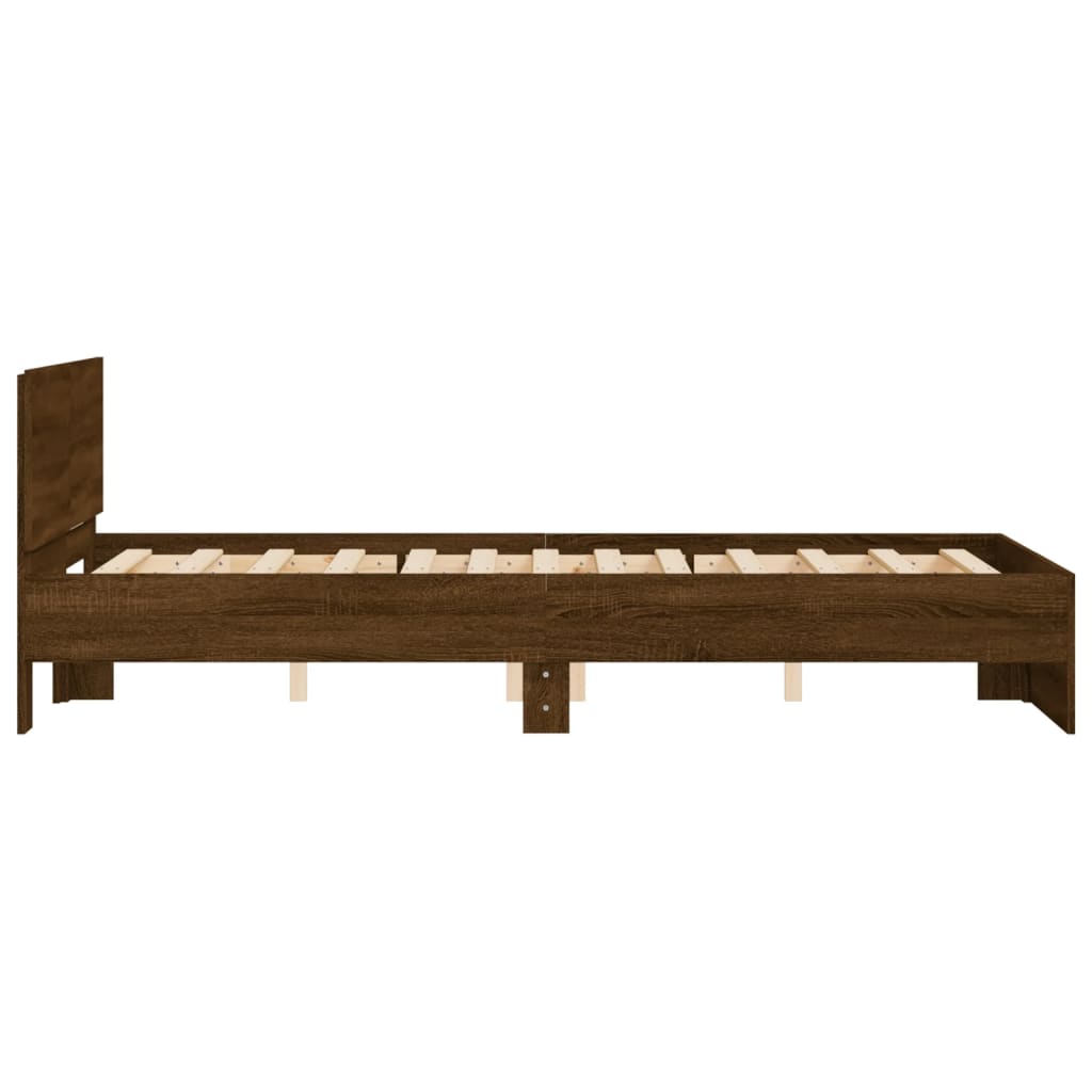 Bed Frame with Headboard Brown Oak 135x190 cm Double