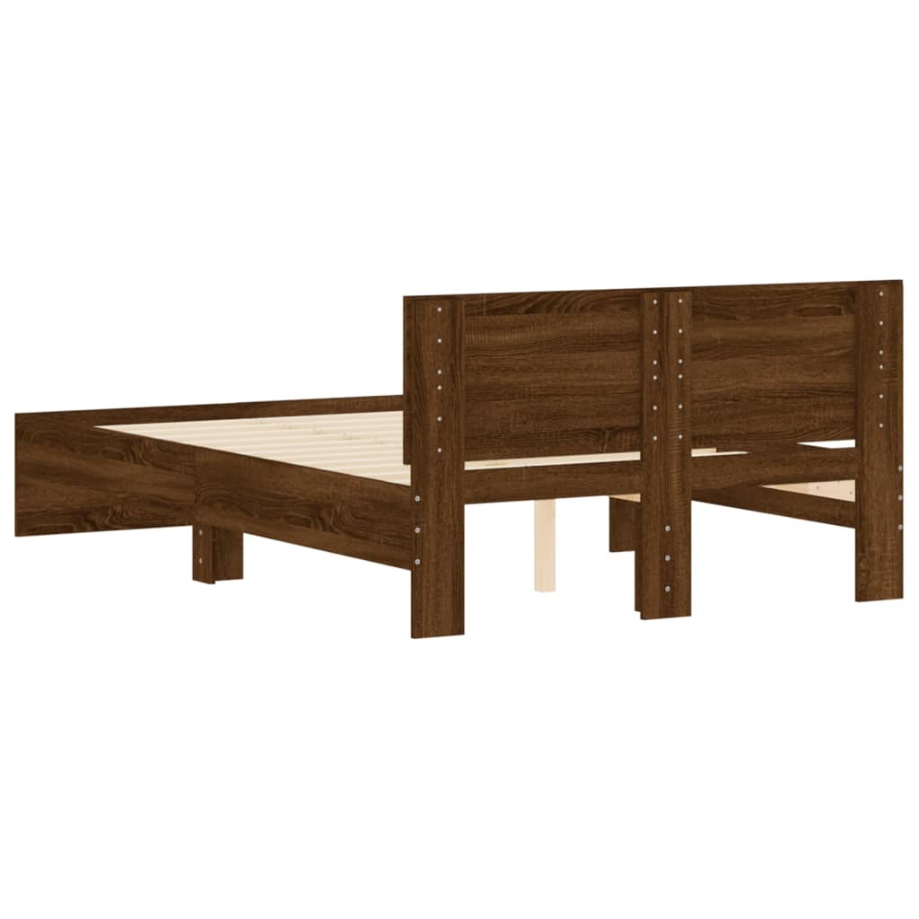 Bed Frame with Headboard Brown Oak 135x190 cm Double
