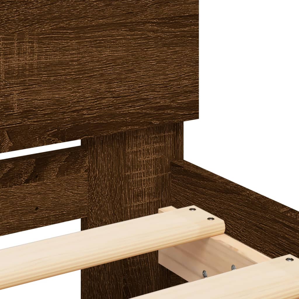 Bed Frame with Headboard Brown Oak 135x190 cm Double